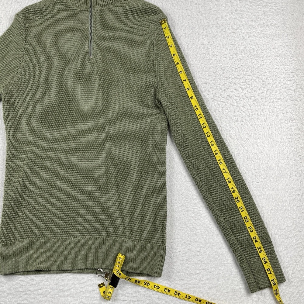 J Crew Sweater‎ Mens Medium Green 1/4 Zip Pullover Gorp Cabin Teacher Dad Office - Picture 9 of 14